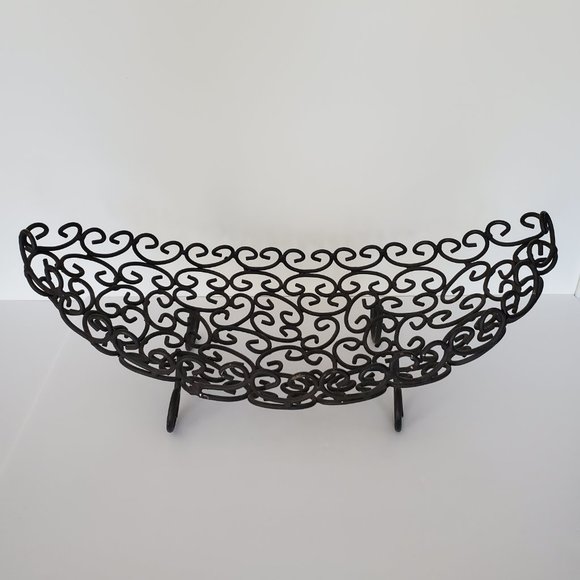 Other - Dark Metal Fruit Bowl Footed Boat Shape Display Shabby Chic Tuscan Baroque Chic